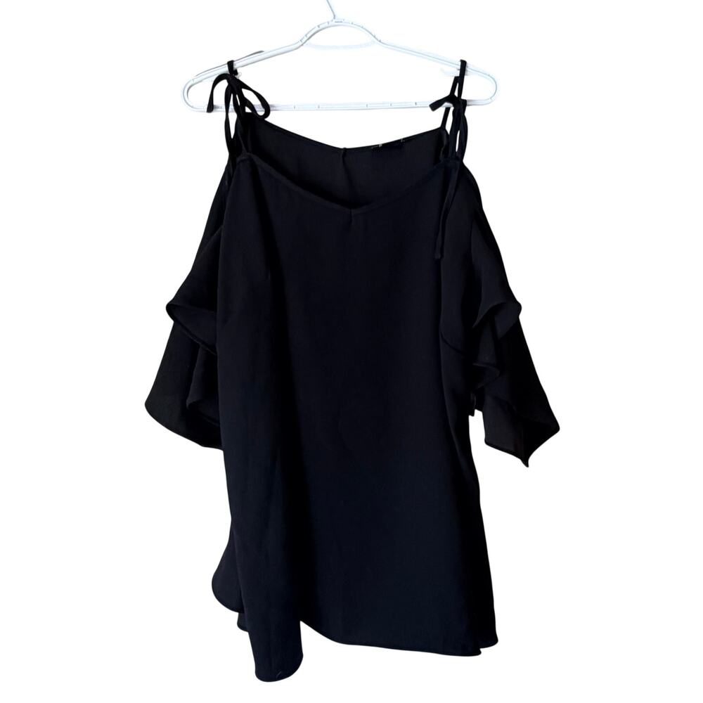 City Chic Cold Shoulder Top Black Size XL (22)